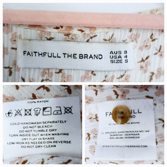 Faithful The Brand SZ 4 Trinidad Dress With Waist Cutout Pink Rae Floral - Picture 7 of 7